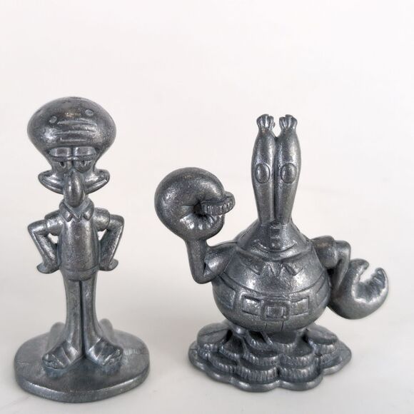 Vintage 2005 Spongebob Squarepants Monopoly Game Tokens Pewter Figurines & Coin - Picture 4 of 8